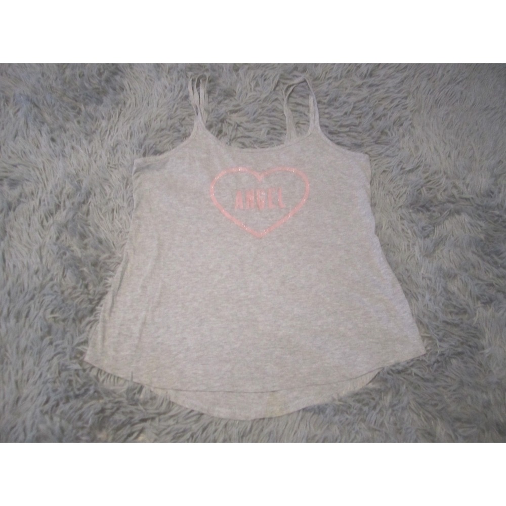 Victoria's Secret Tank Top Womens Small Gray Jersey Angel Heart Graphic Cami